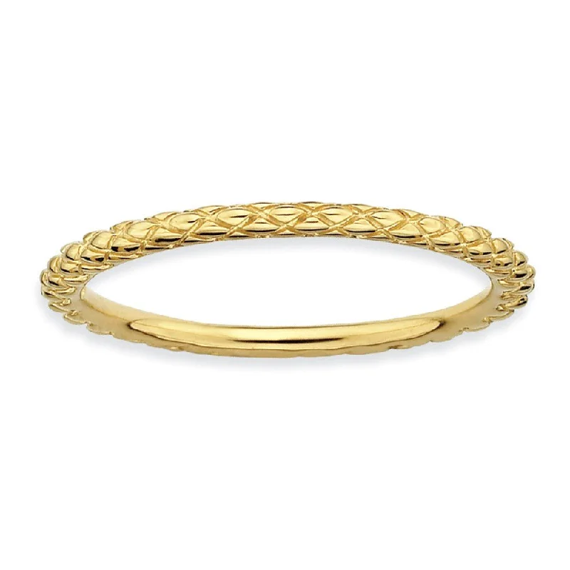 Women's rings peachy-band-1.5mm Stackable 14K Yellow Gold Plated Silver Crisscross Band