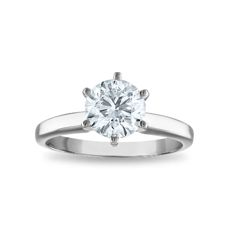 Women's engagement rings radiant-edge-Signature Certificate EcoLove 2 CTW Round Lab Grown Diamond Solitaire Engagement Ring in 14KT White Gold