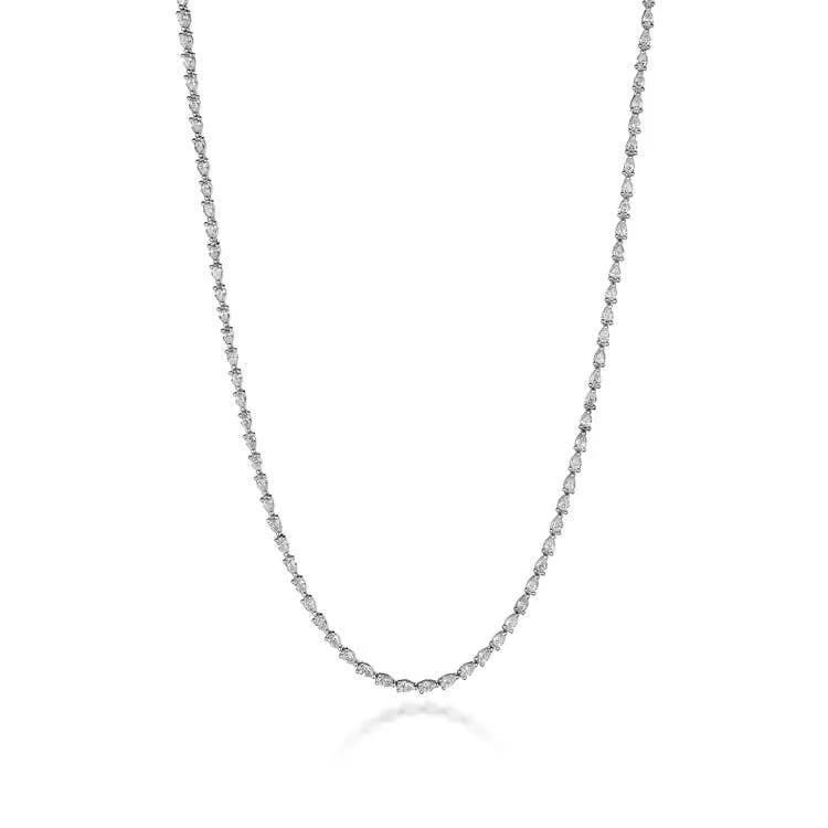 Women's necklaces coral-blush-Stilla | Pear Diamond Tennis Necklace in 18k White Gold FN66916