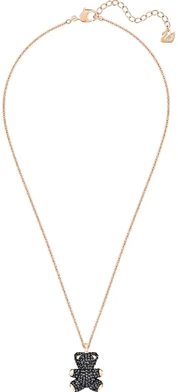 Women's necklaces luxe-daily-Swarovski Women's Necklace - Teddy 3D Black Pendant Rose Gold Plated | 5300448