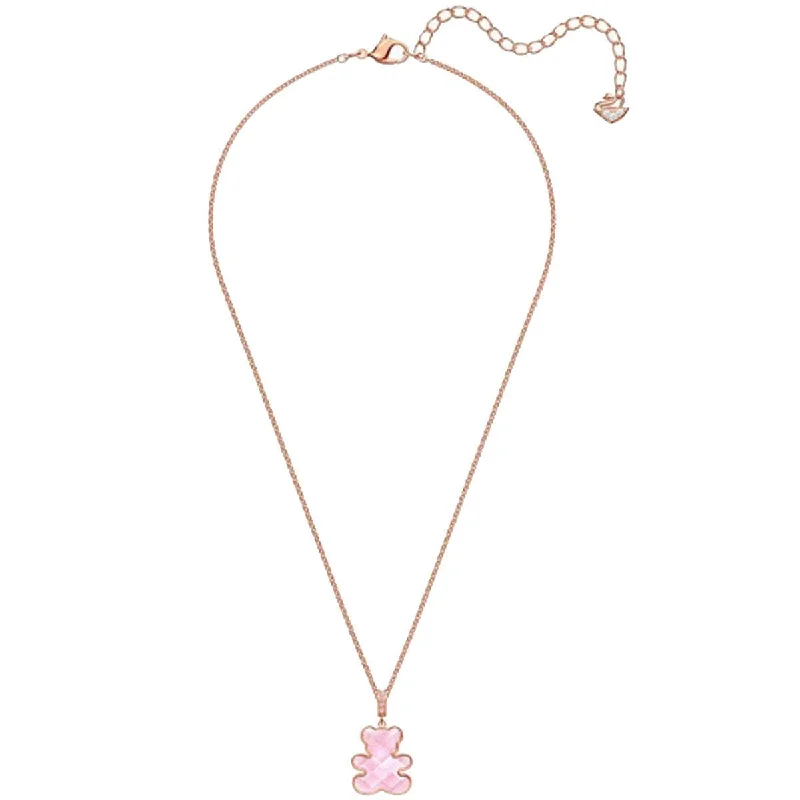 Women's necklaces delicate-stone-Swarovski Women's Pendant Necklace - Pink Teddy Rose Gold Plating | 5409512