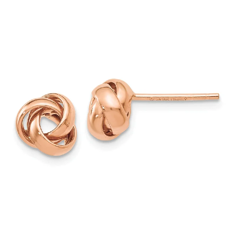 Women's earrings polished-gem-7mm Polished Love Knot Post Earrings in 14k Rose Gold