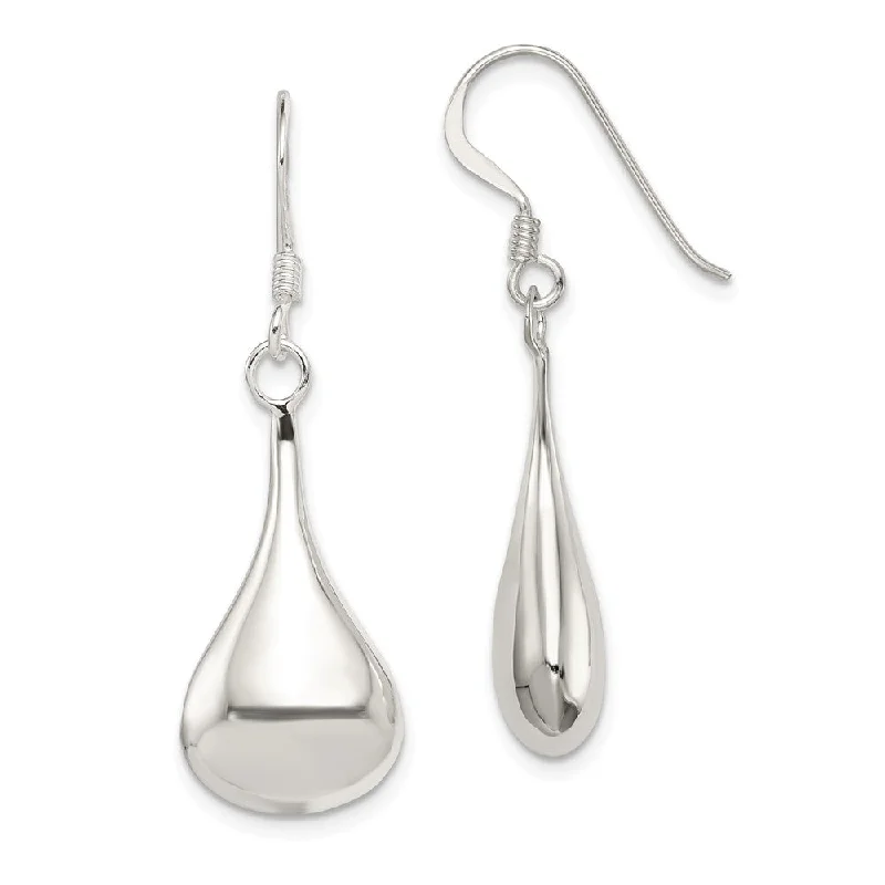 Women's earrings polished-dot-Sterling Silver Teardrop Earrings