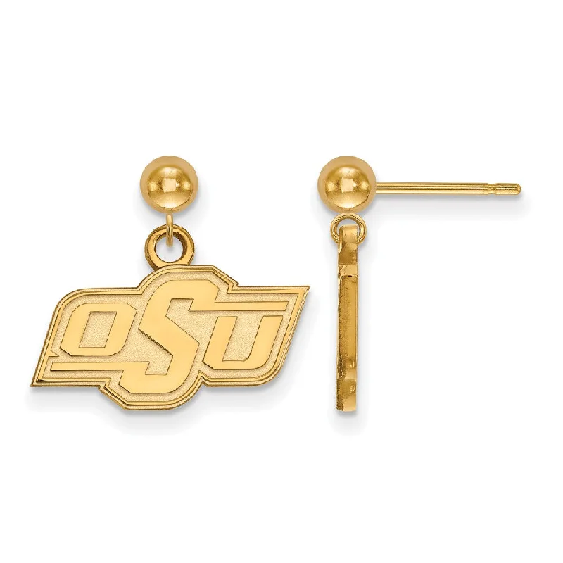 Women's earrings small-bar-14k Yellow Gold Oklahoma State University Ball Dangle Earrings