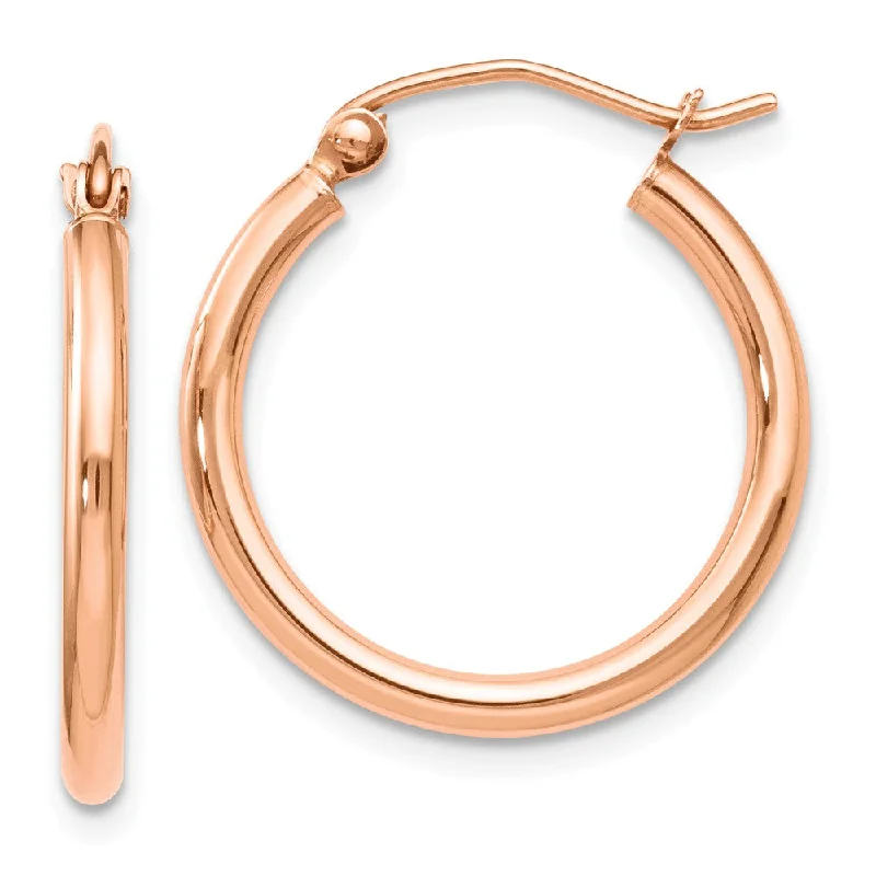 Women's earrings dainty-gold-2mm Round Hoop Earrings in 14k Rose Gold, 20mm (3/4 Inch)