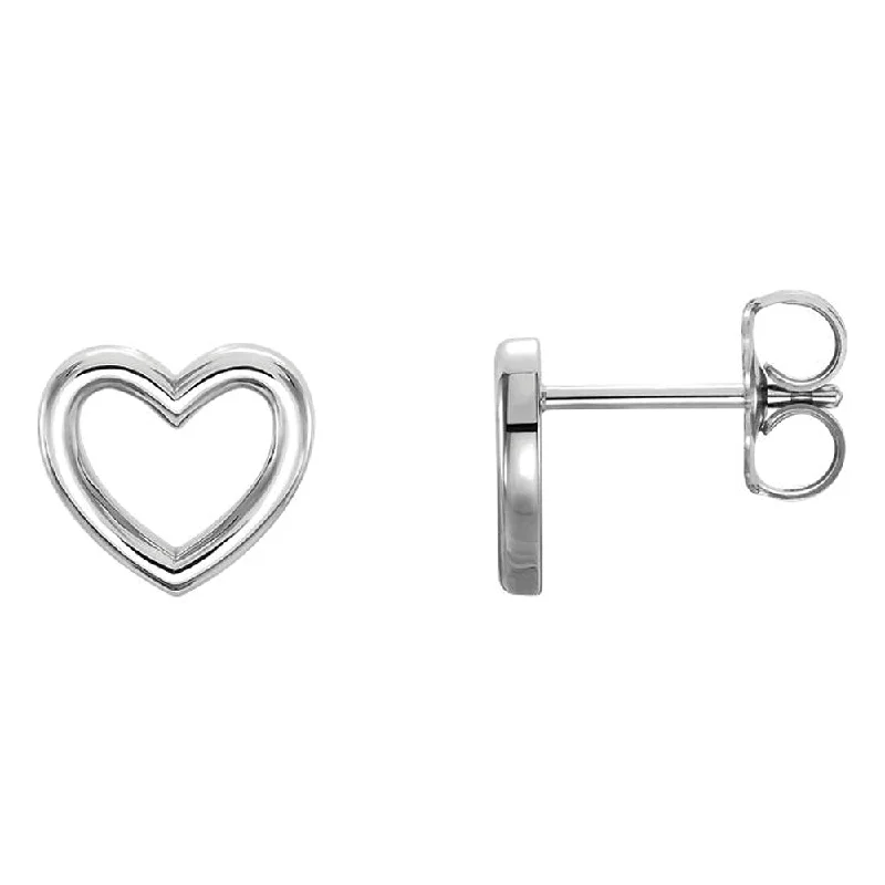 Women's earrings sleek-drop-9 x 8mm (3/8 Inch) Polished 14k White Gold Small Heart Post Earrings