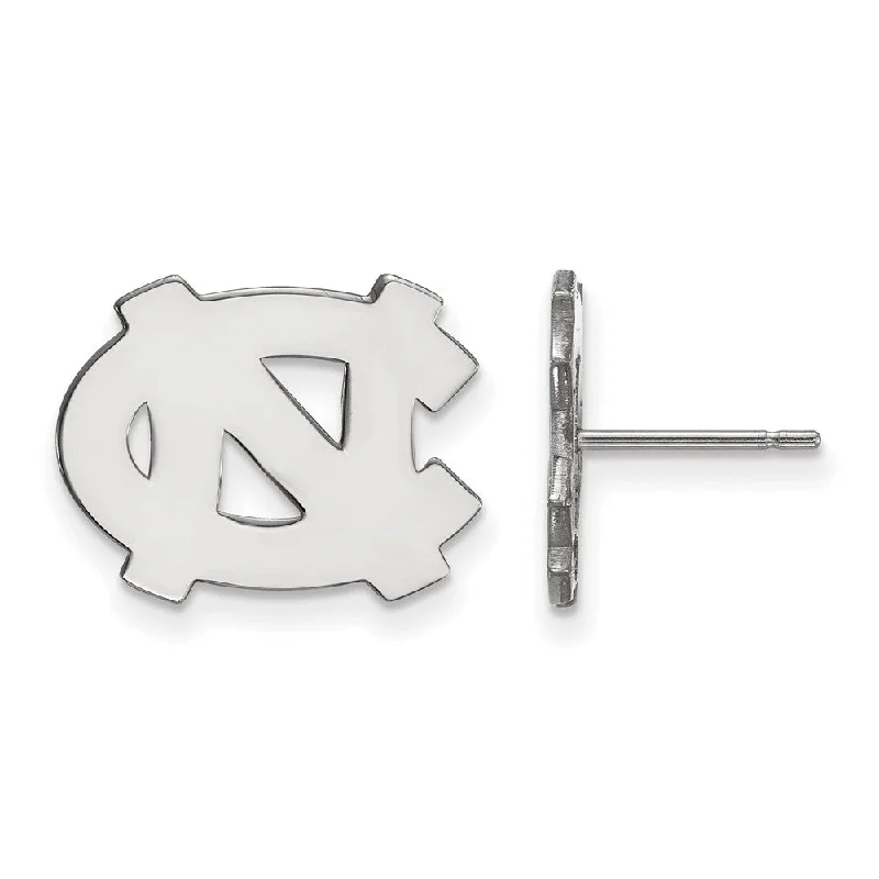 Women's earrings thin-drop-Sterling Silver U of North Carolina Small 'NC' Post Earrings