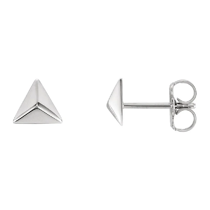 Women's earrings refined-stud-5.5mm (3/16 Inch) 14k White Gold Small Triangle Pyramid Post Earrings