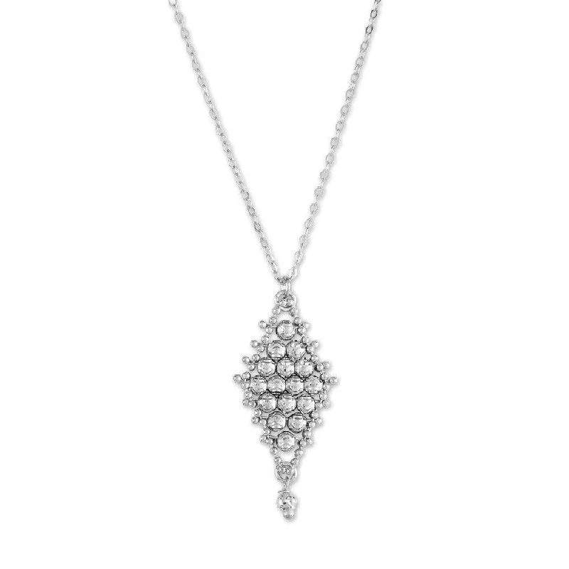 Women's necklaces luminous-shine-Sterling Silver Diamond Shaped Pendant Necklace