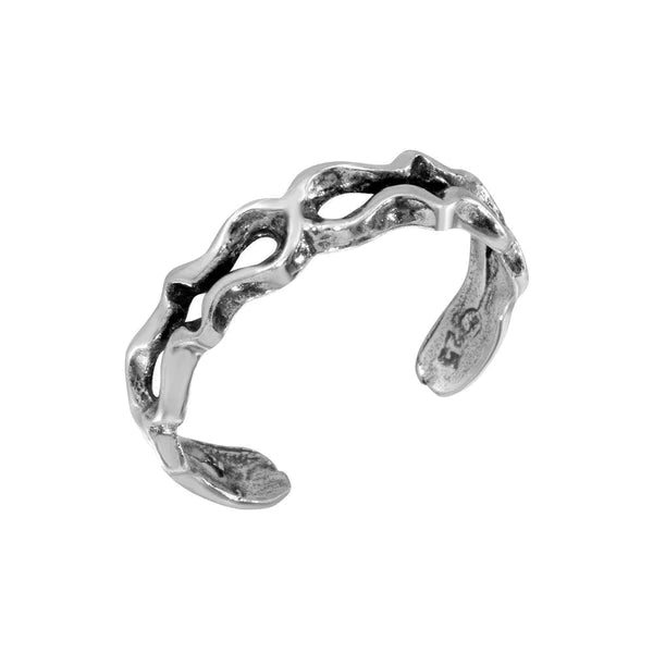 Women's rings nature-inspired-Silver 925 Open Wave Adjustable Toe Ring