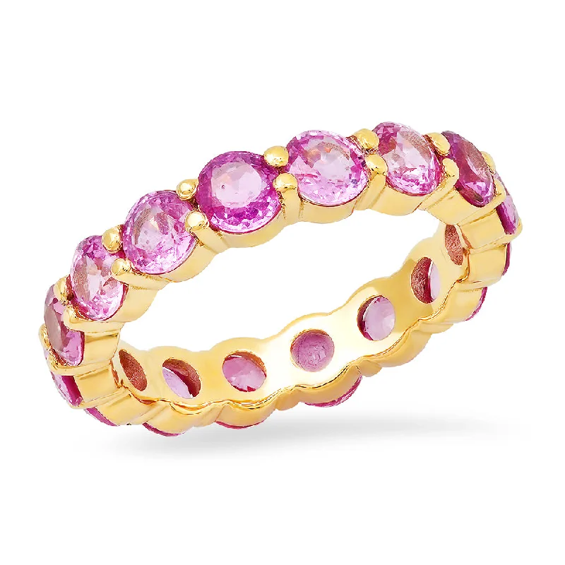 Women's rings sleek-wave-Pink sapphire band