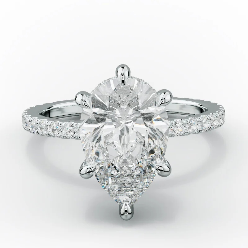 Women's engagement rings satin-band-Chloe Six Prong Pear Shape Diamond Engagement Ring