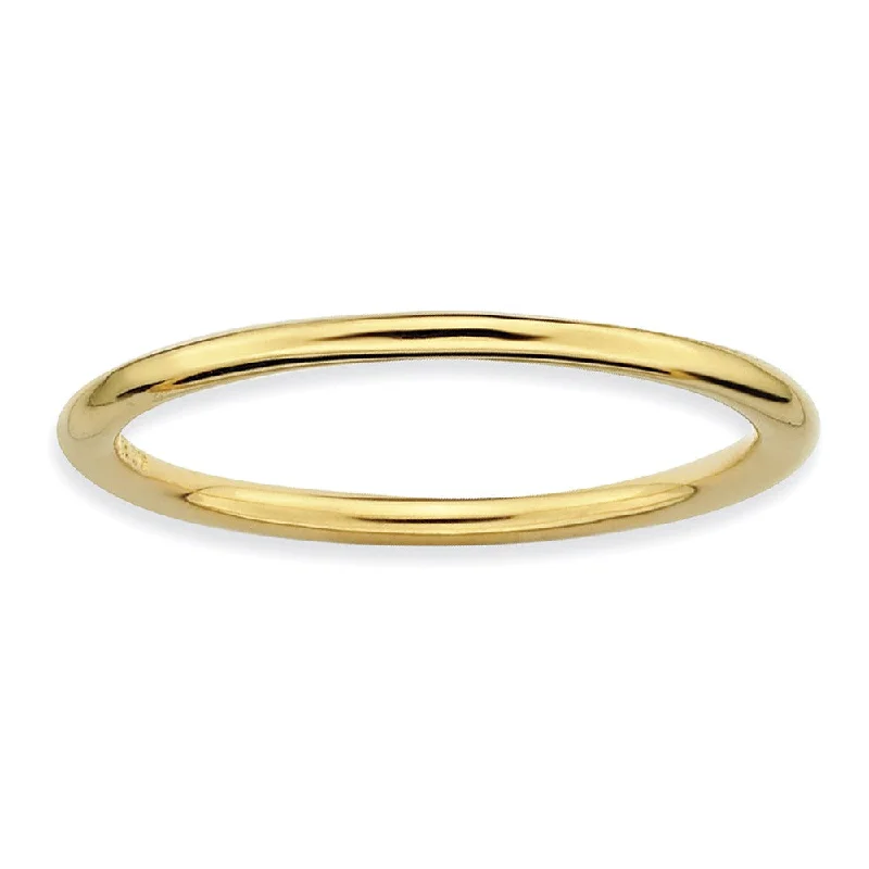 Women's rings agate-slice-1mm 14k Yellow Gold Plated Sterling Silver Polished Elegant Stack Band