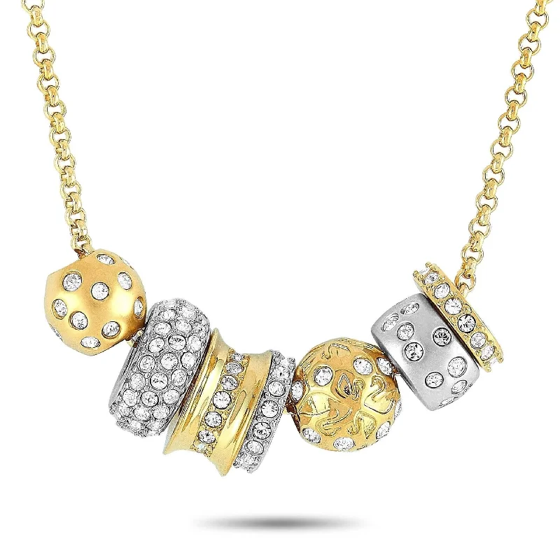 Women's necklaces festive-shine-Swarovski Women's Necklace - Gold Silver & Crystal Mix Kauri | 1093310