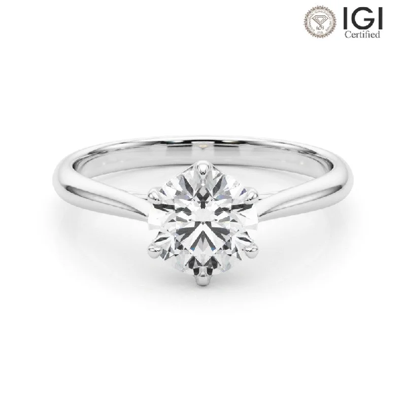 Women's engagement rings cherished-gift-Elizabeth Round Lab Grown Diamond Solitaire Engagement Ring IGI Certified