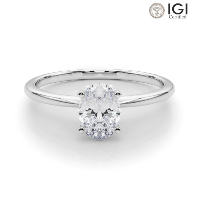 Women's engagement rings ornate-luxe-Angelica Oval Lab Grown Diamond Solitaire Engagement Ring IGI Certified