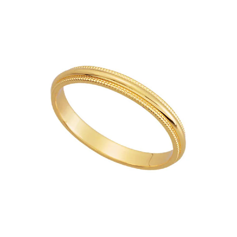 Women's rings peachy-tone-2.5mm Milgrain Edge Domed Band in 10k Yellow Gold