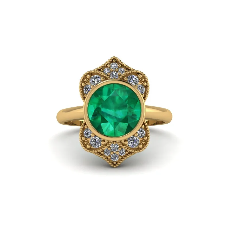 Women's engagement rings faint-platinum-Emerald Bezel Vintage-Inspired Engagement Ring - Olive No. 4