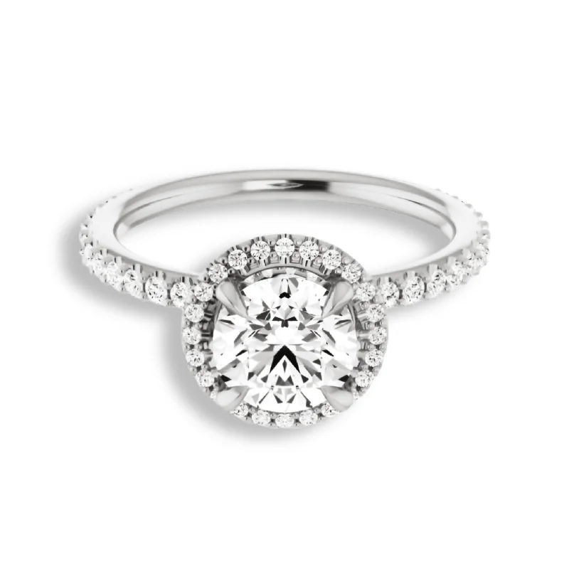 Women's engagement rings radiant-solitaire-Round Diamond Halo Engagement Ring