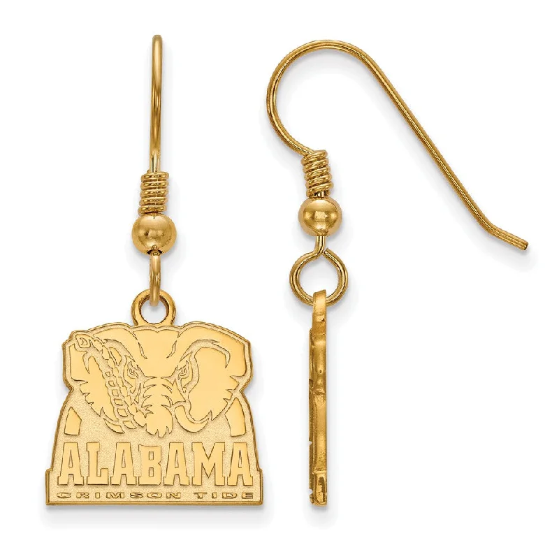 Women's earrings dainty-chain-14k Gold Plated Silver University of Alabama Dangle Earrings