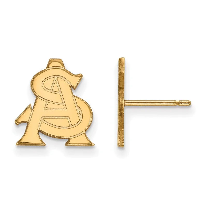 Women's earrings dainty-drop-14k Gold Plated Silver Arizona State University Post Earrings