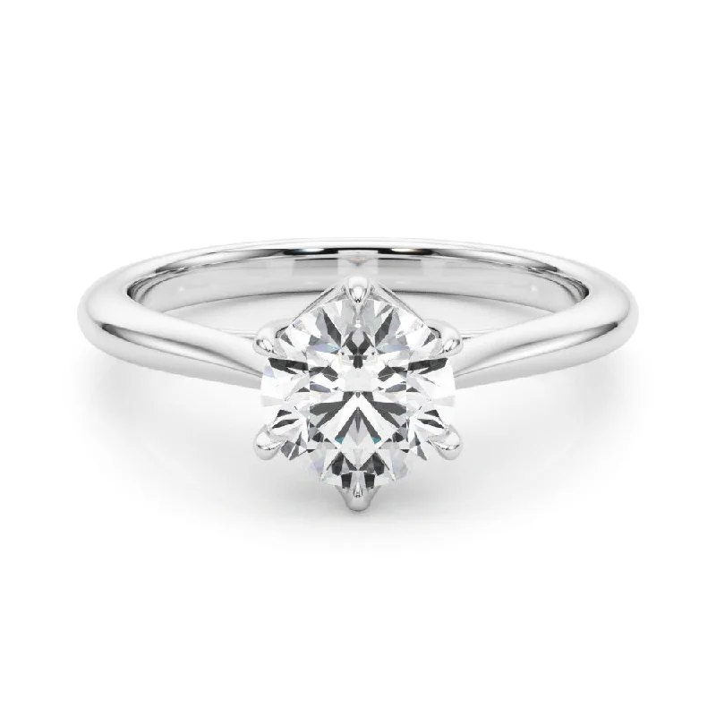 Women's engagement rings satin-band-Grace Round Diamond Solitaire Engagement Ring