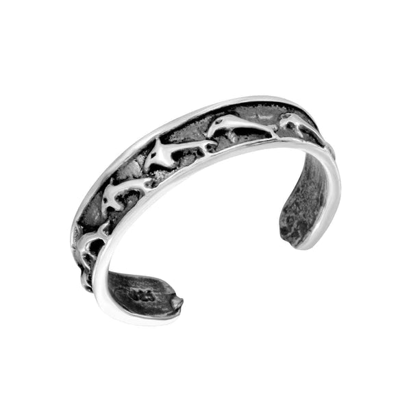 Women's rings quirky-pattern-Silver 925 Dolphin Adjustable Toe Ring