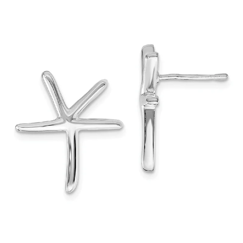 Women's earrings subtle-bar-Polished Pencil Starfish Post Earrings in Sterling Silver