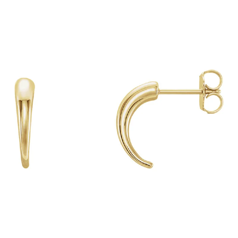 Women's earrings polished-dot-3x13mm (1/8 x 1/2 Inch) 14k Yellow Gold Small Tapered J-Hoop Earrings