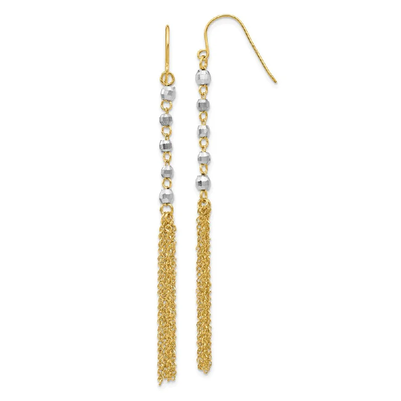 Women's earrings subtle-dot-14k Two-tone Gold Bead and Chain Tassel Earrings