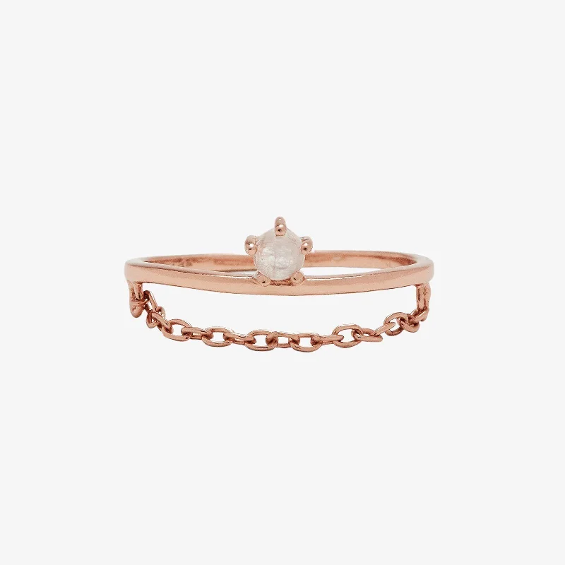 Women's rings hand-brushed-Stone Chain Ring