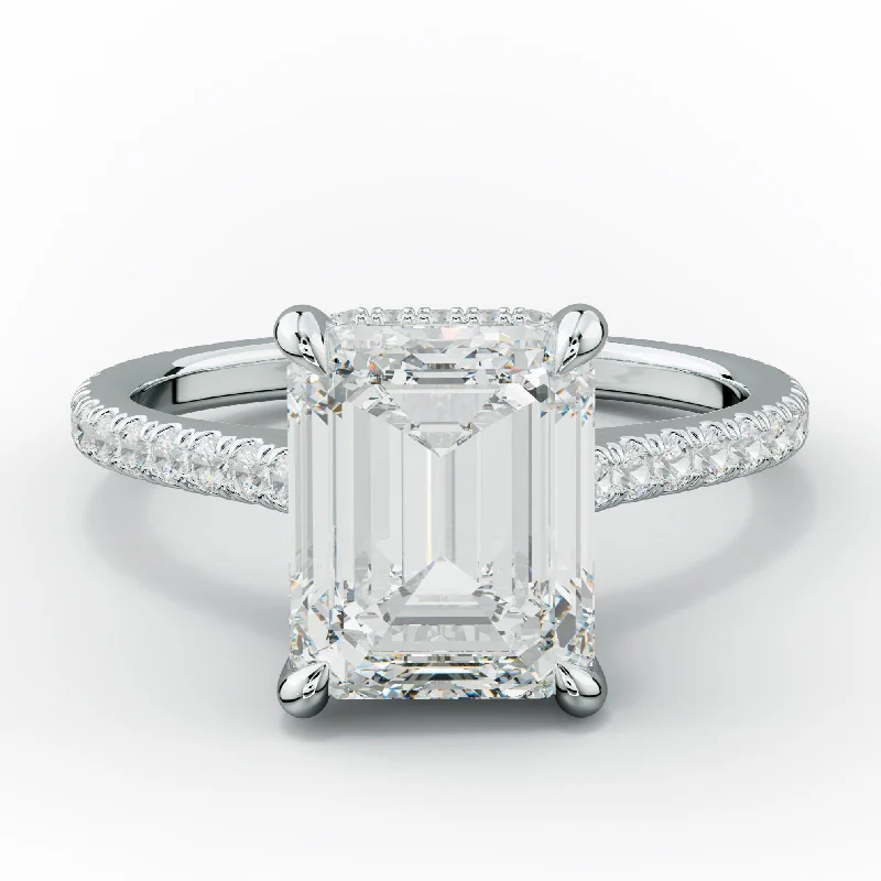 Women's engagement rings celebration-cut-Aria Emerald Cut Diamond Engagement Ring