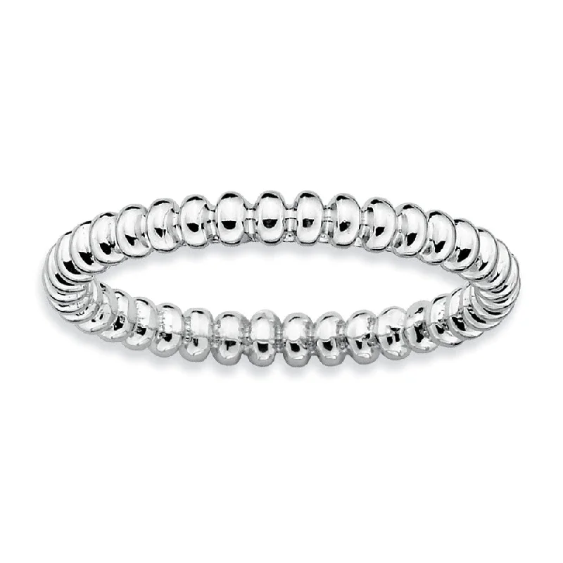 Women's rings carved-detail-2.25mm Stackable Sterling Silver Beaded Band