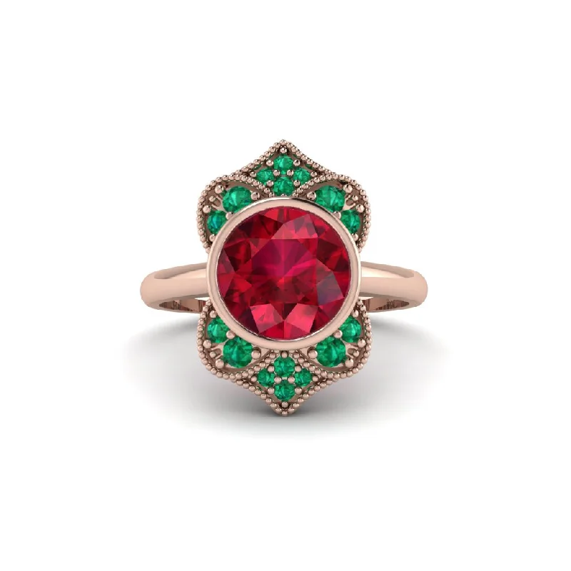 Women's engagement rings fine-radiance-Ruby Bezel Vintage-Inspired Engagement Ring - Olive No. 26