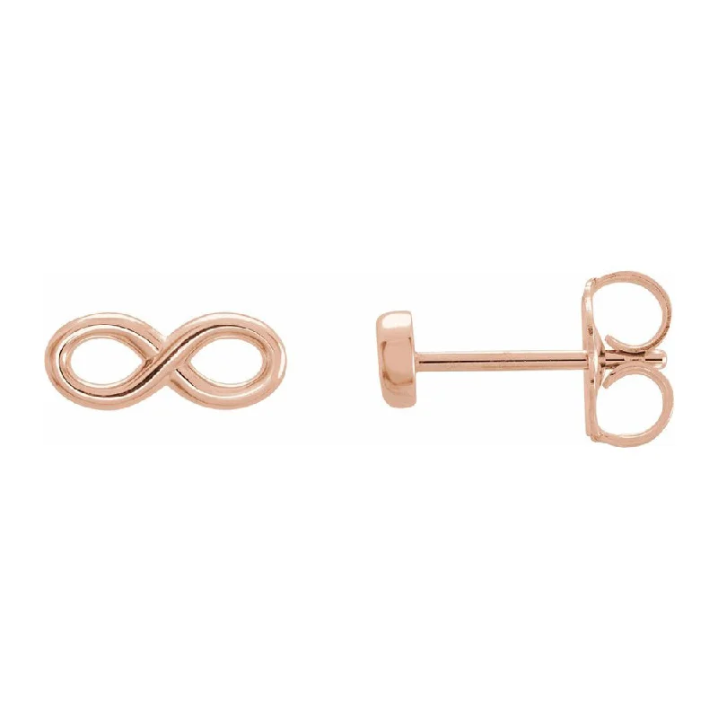 Women's earrings subtle-hoop-14K Yellow, White or Rose Gold Infinity Inspired Post Earrings 3.5x9mm