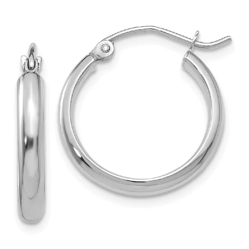 Women's earrings tiny-silver-2.75mm x 20mm Polished 14k White Gold Domed Round Tube Hoop Earrings