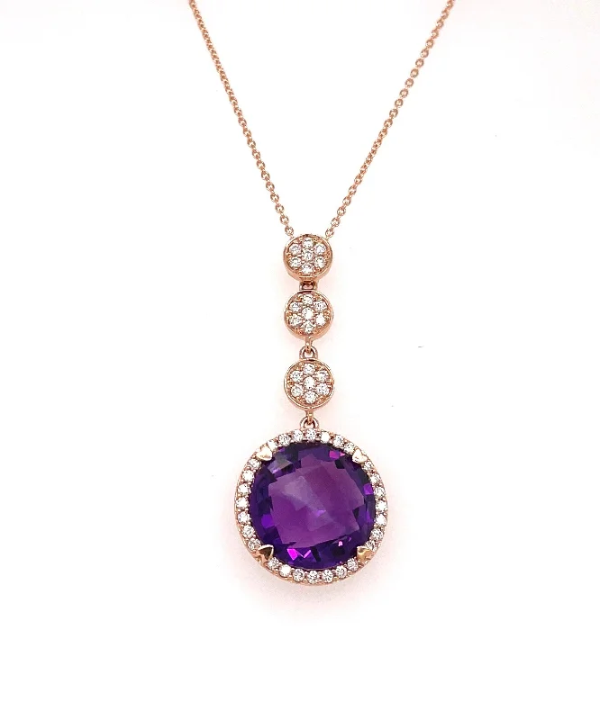 Women's necklaces crafted-grace-Amethyst Three Circle Drop Necklace with Diamonds 315-JSA