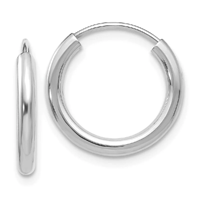 Women's earrings dainty-dot-2mm x 16mm 14k White Gold Polished Round Endless Hoop Earrings