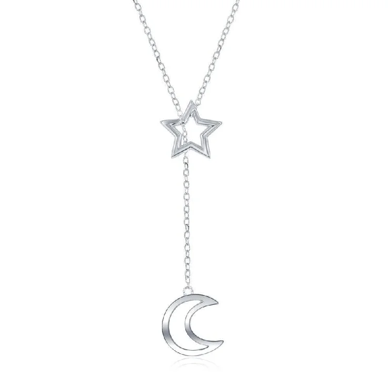 Women's necklaces everlasting-shine-Sterling Silver Hanging Crescent Moon Necklace