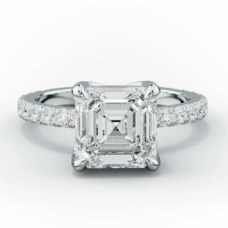 Women's engagement rings delicate-gemstone-Evelyn Asscher Diamond Engagement Ring