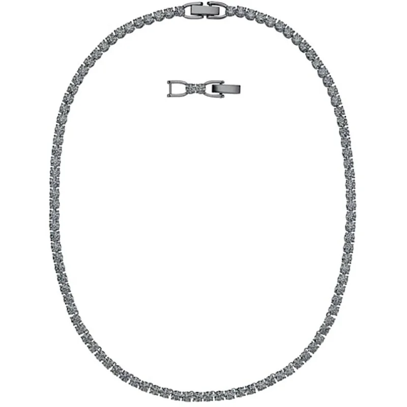 Women's necklaces playful-chic-Swarovski Women's Necklace - Tennis Deluxe Black Crystals Rhodium Plated | 5517113