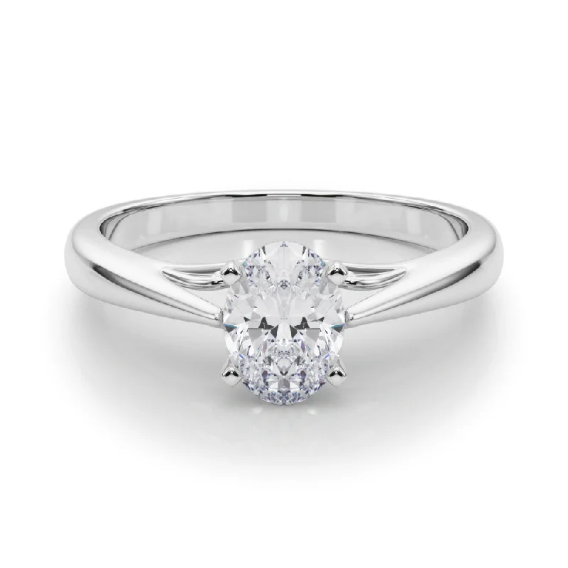 Women's engagement rings micro-pave-Katerina Oval Diamond Solitaire Engagement Ring