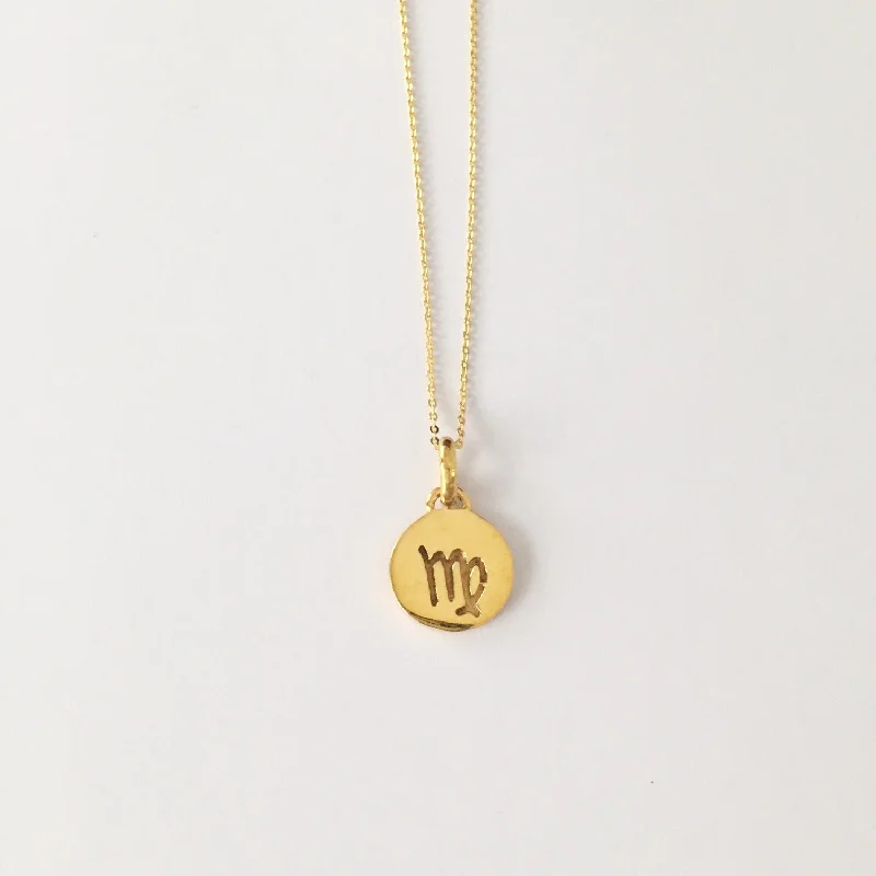 Women's necklaces floral-silver-Virgo Necklace, Solid Gold