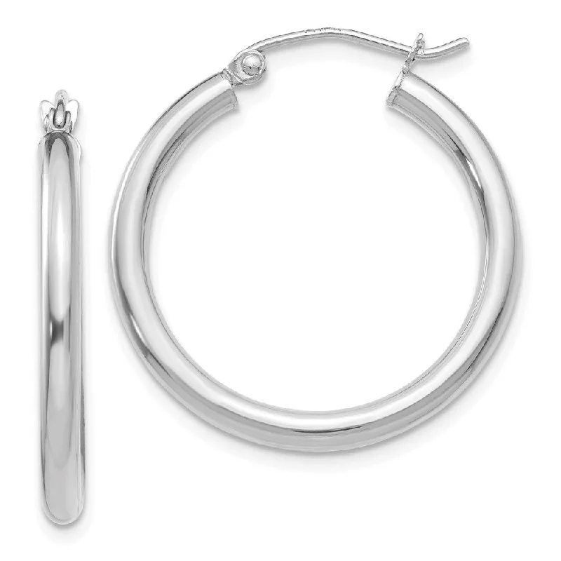 Women's earrings subtle-stud-2.5mm, 14k White Gold Classic Round Hoop Earrings, 25mm (1 Inch)