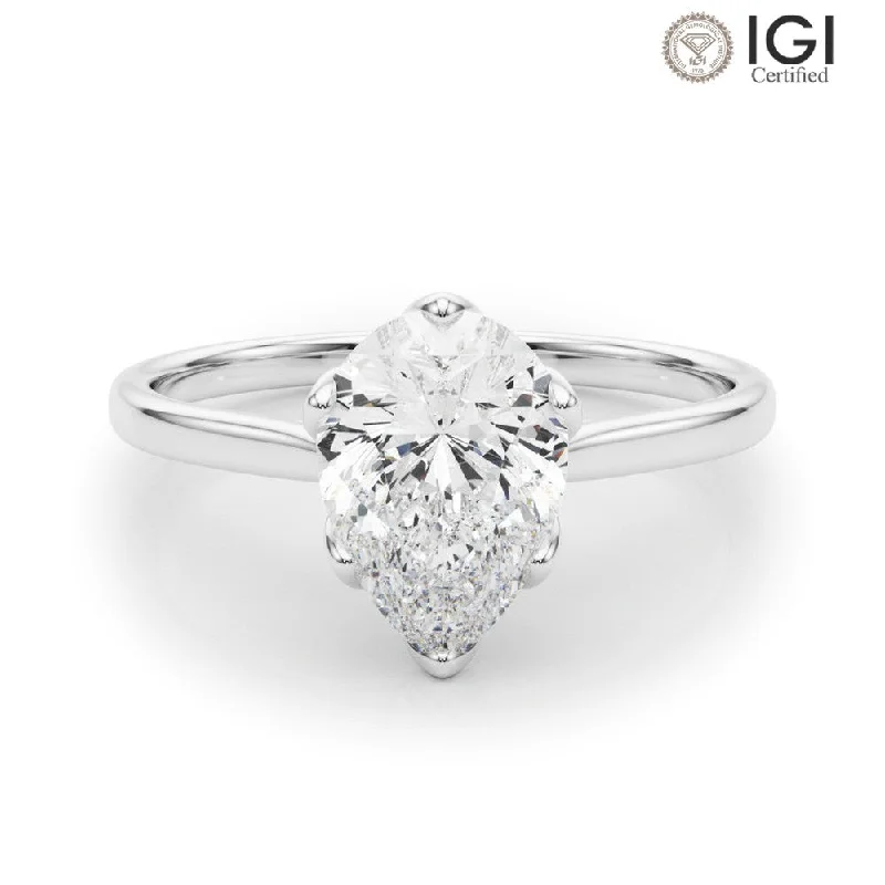 Women's engagement rings dazzling-bezel-Esme Pear Lab Grown Diamond Solitaire Engagement Ring IGI Certified