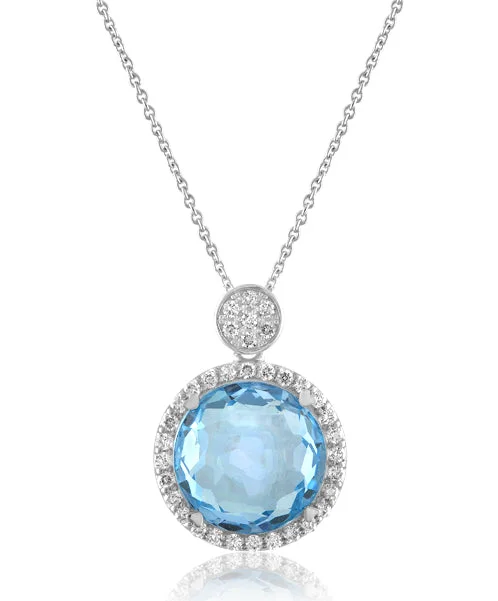 Women's necklaces luminous-shine-Sky Blue Topaz Mini Round Necklace with Diamonds 347-JSA