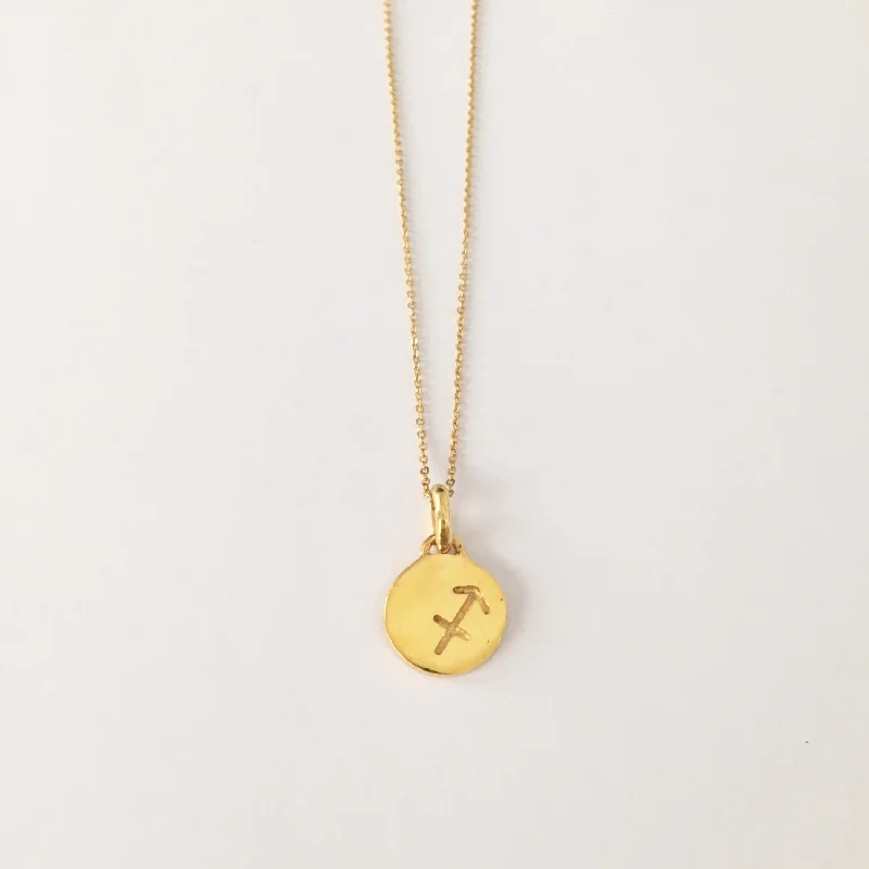 Women's necklaces whimsical-chic-Sagittarius Necklace, Solid Gold