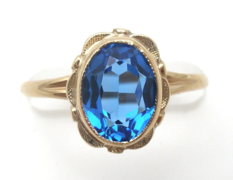 Women's rings vintage-revival-10K Gold Sapphire Ring Size 6.25 Vintage