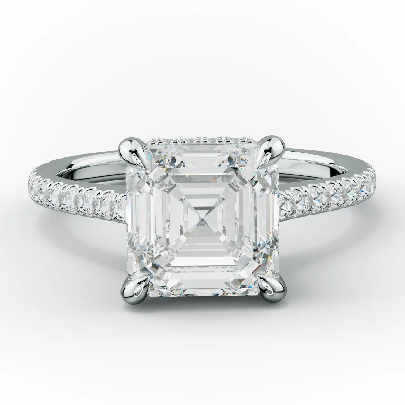 Women's engagement rings snug-shank-Aria Asscher Cut Diamond Engagement Ring