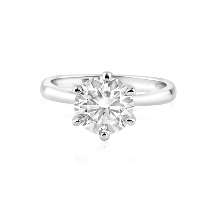 Women's rings bold-edge-Silver 925 Rhodium Plated 2 Carat Moissanite Ring